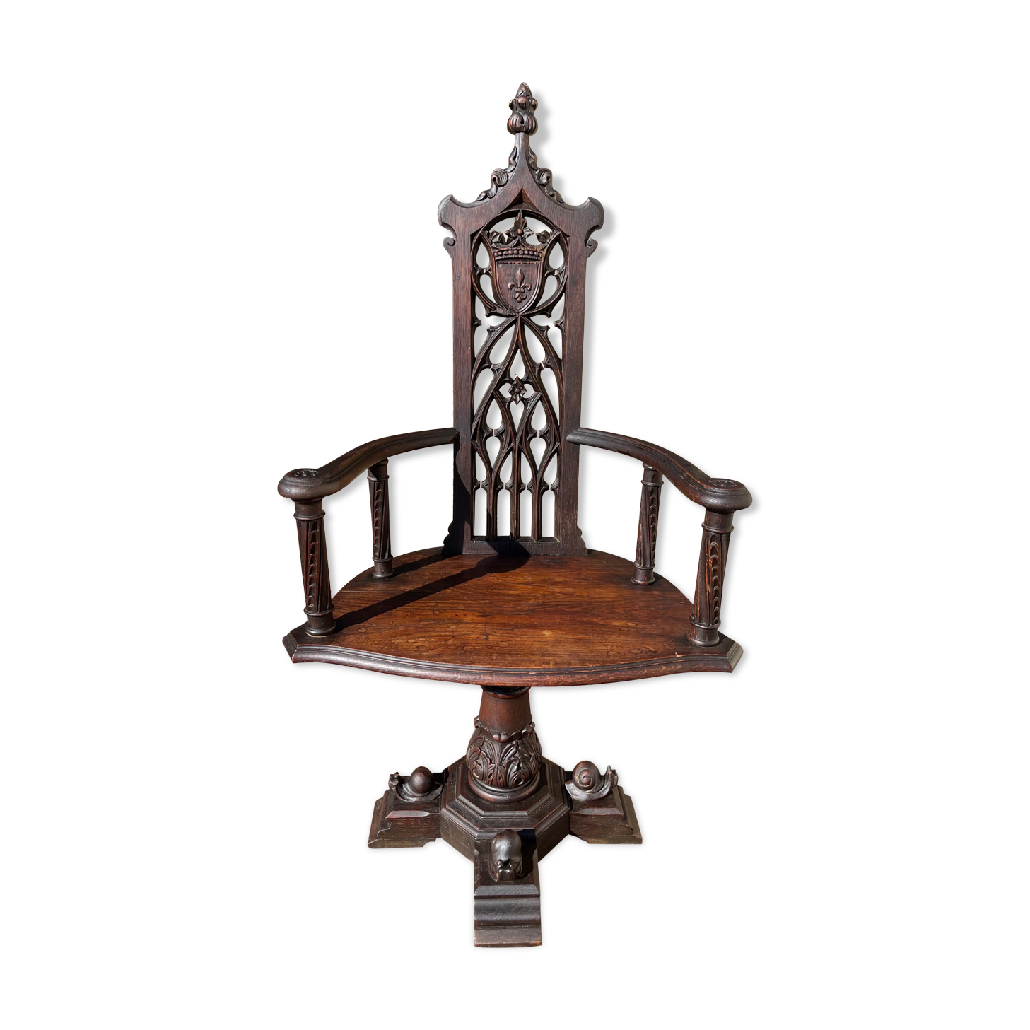 Neo-gothic oak armchair