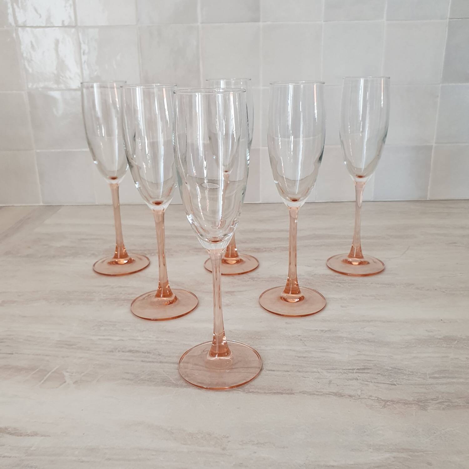 Pink stem champagne flutes