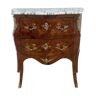 Commode galbée en marqueterie de bois précieux, style Louis XV