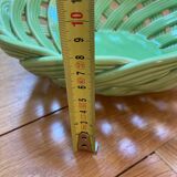 Green woven ceramic basket