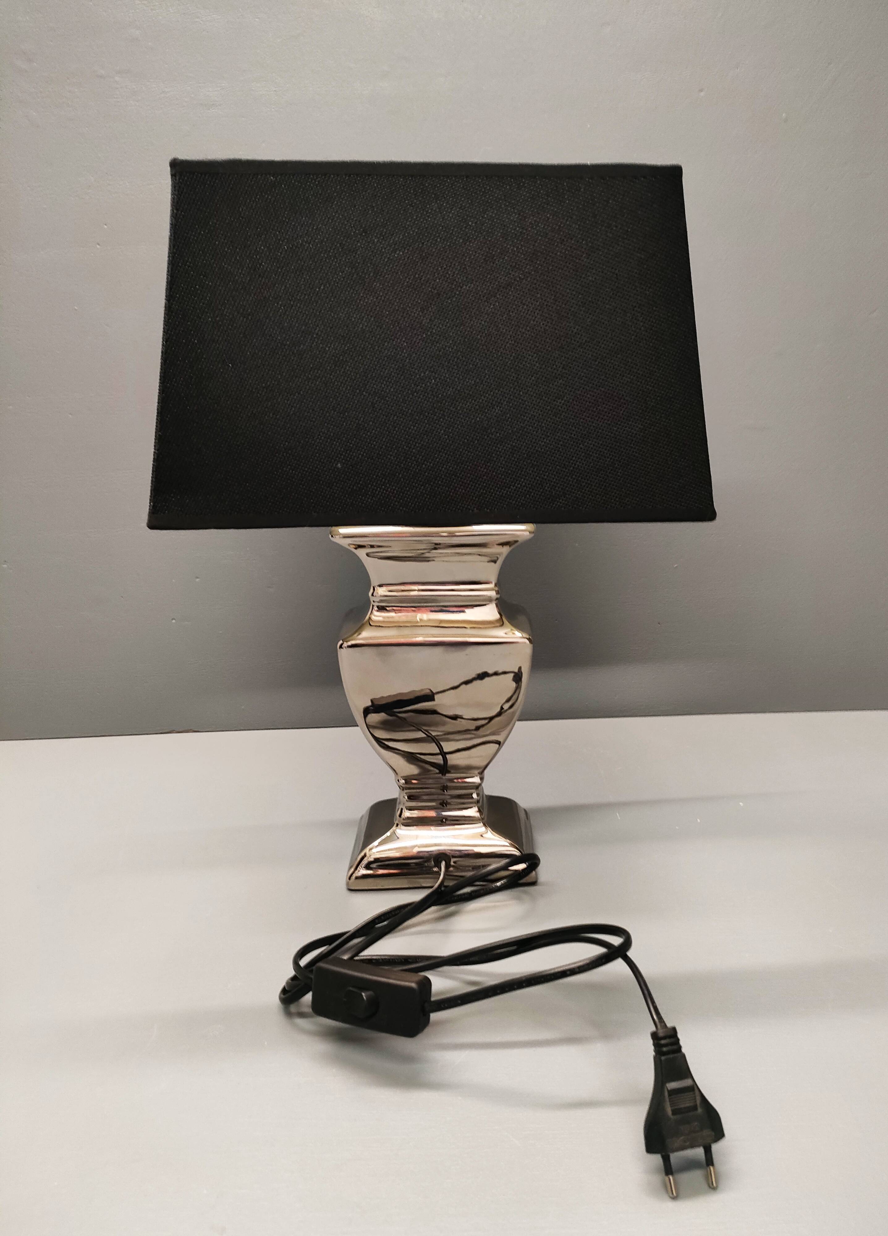 Druline ~ contemporary living room lamp ceramic silver black shade