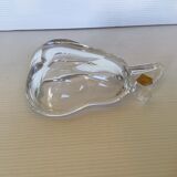 Vannes le Chatel crystal pear-shaped empty pocket ashtray
