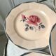 Set of 6 flat plates digoin sarreguemines pink and blue flowers 40s