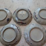 5 IMARI PLATES JAPAN 19th century scalloped floral motifs, FUKI CHOSHUN Arita