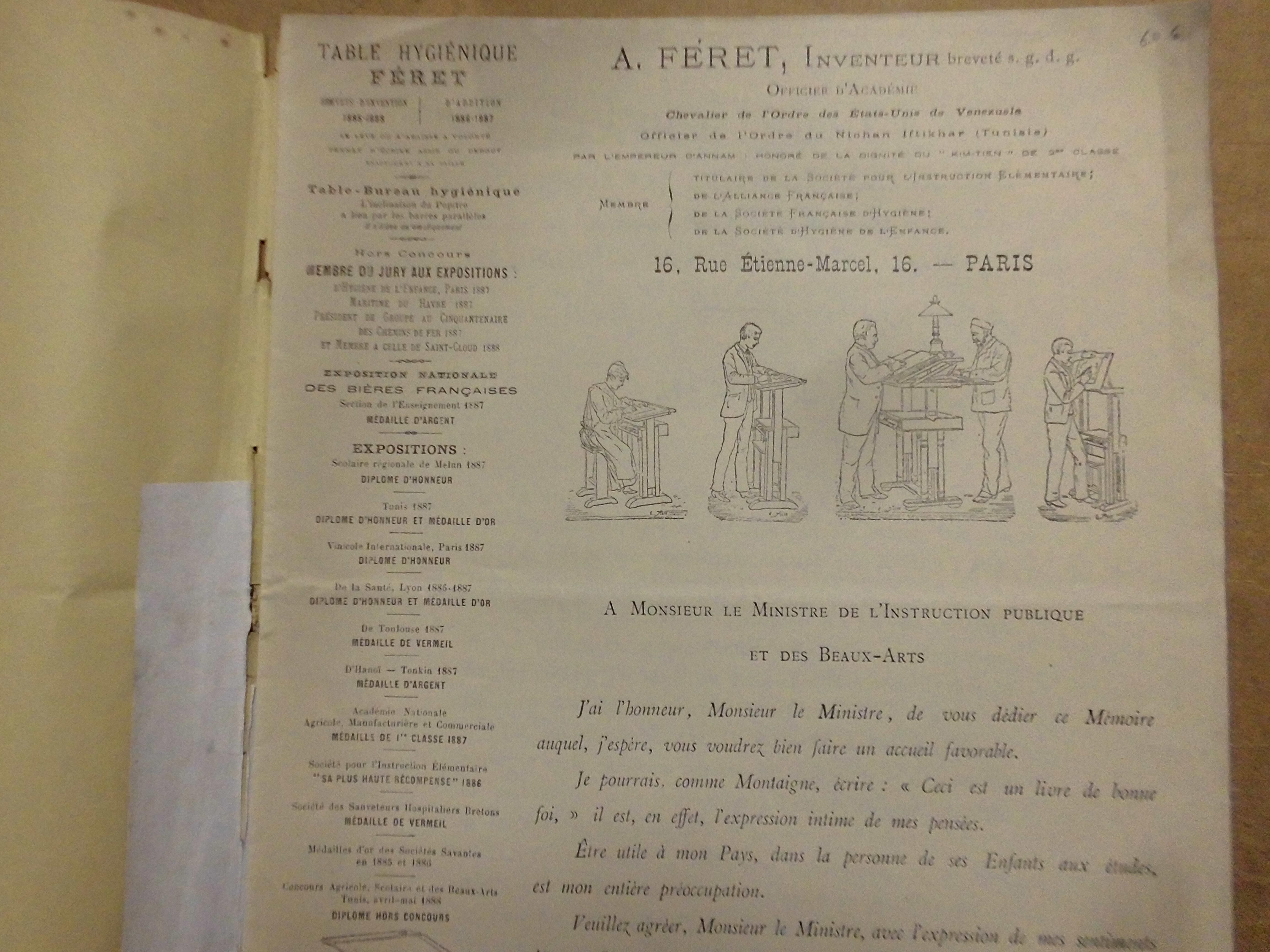 Architect's table and stool by Féret, France, 1890