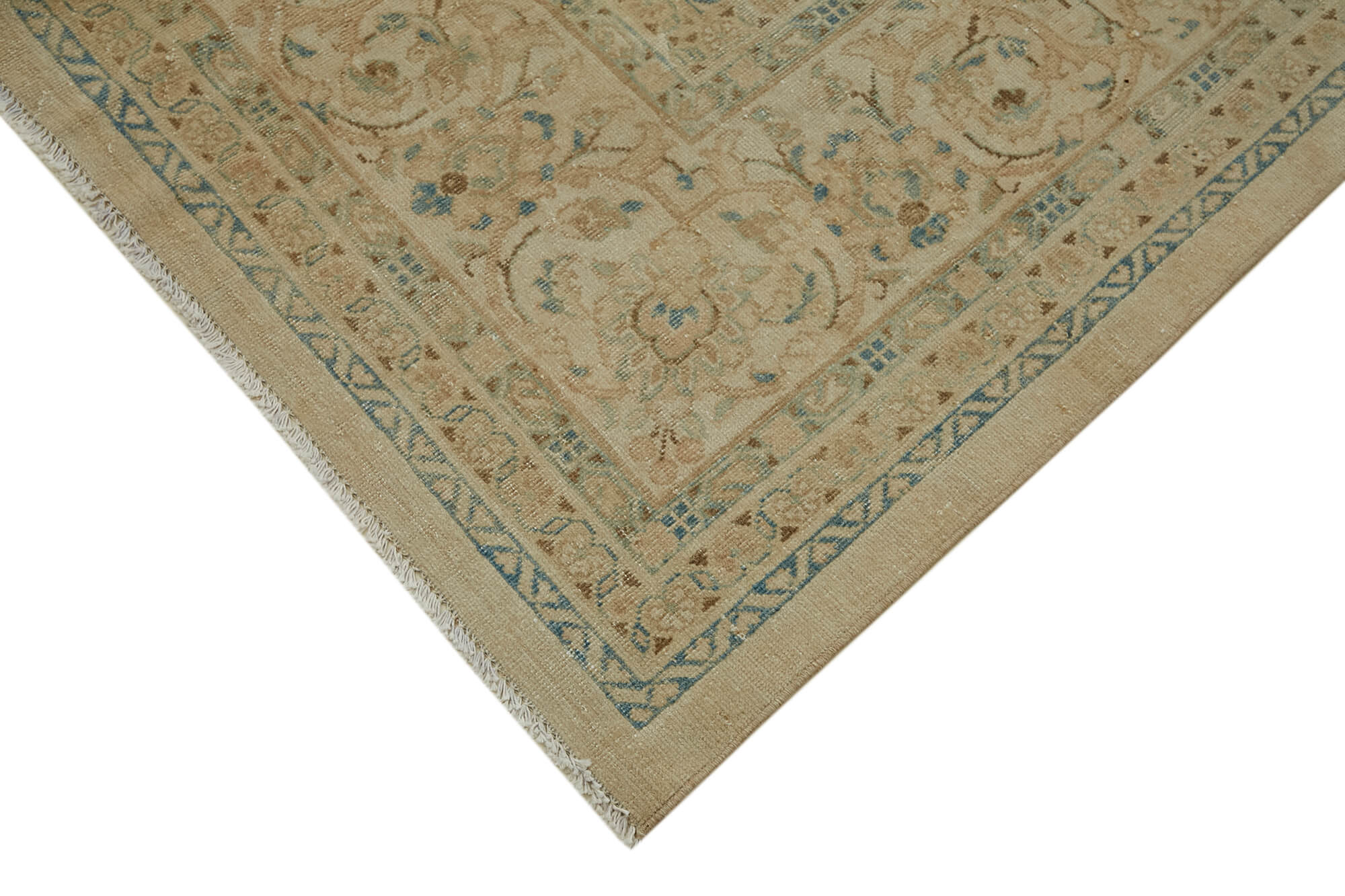 Handmade oriental 1980s 294 cm x 407 cm beige wool carpet
