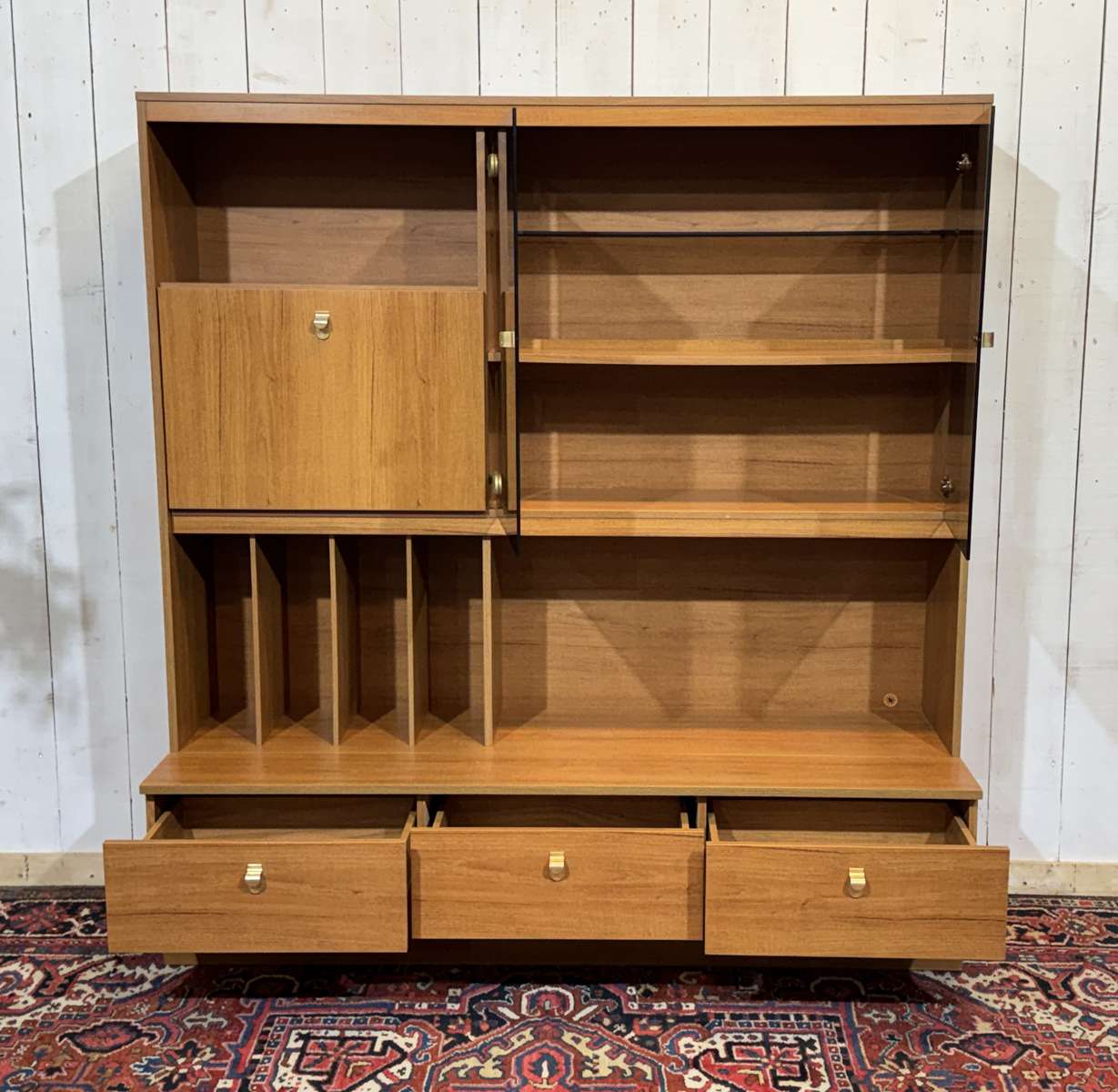 Teak veneer buffet bar from the 1980s.