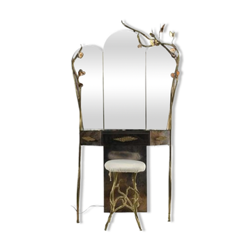 Coiffeuse à miroir triptyque signée Henri Fernandez