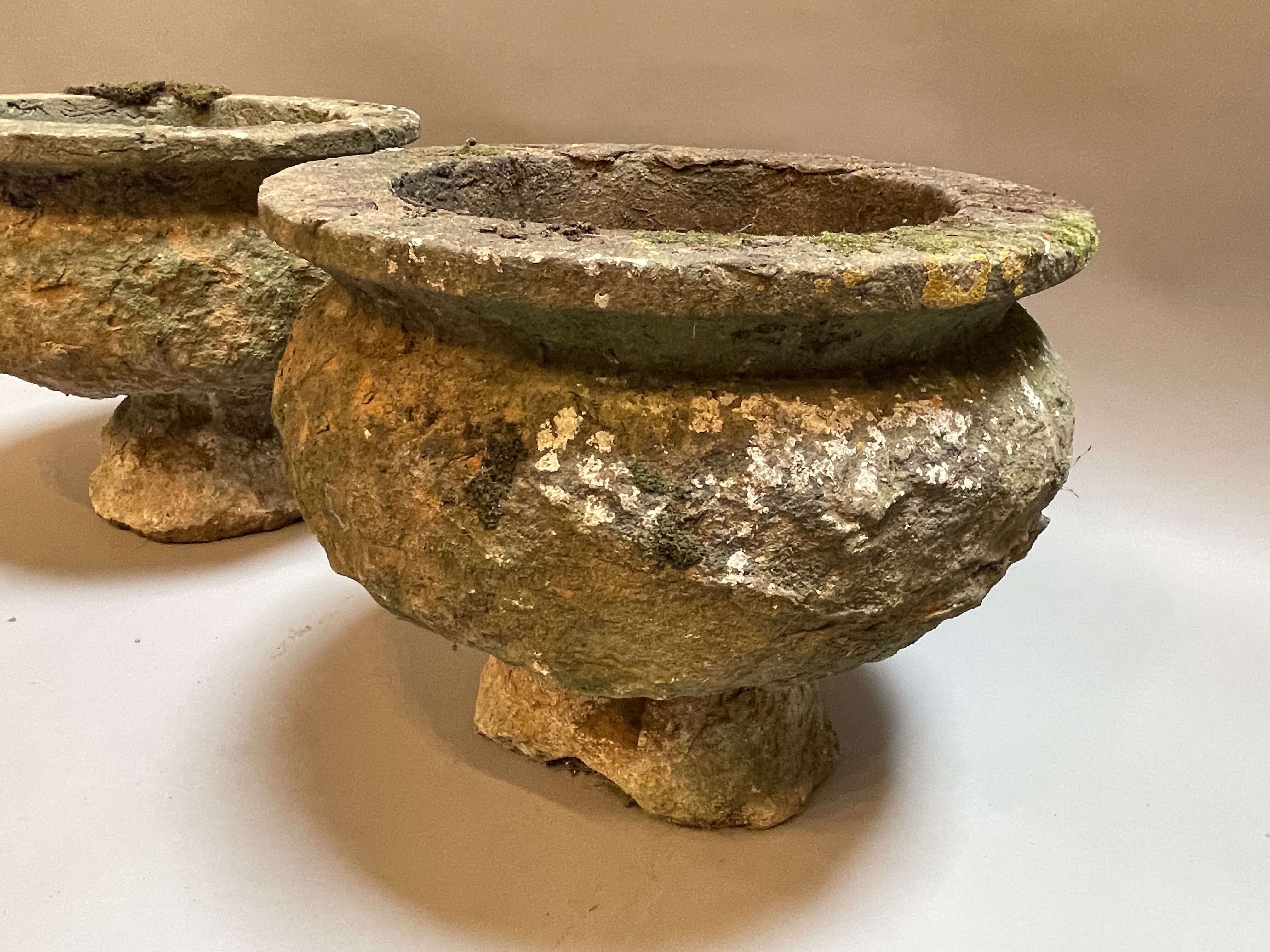 Pair C19th Soft Stone Urns