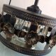 Suspension in enamelled amber glass / vintage 60s-70s