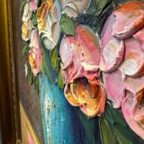 Pink and white flower pot painting