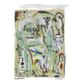 Mixed technique Art brut/Figurative art/Unique art signed Kabian 65X50 cm