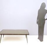 Rectangular Golden Brass and Black Varnished Metal Coffee Table by G.Urs