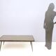 Rectangular Golden Brass and Black Varnished Metal Coffee Table by G.Urs
