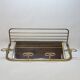 Coat rack with 4 hooks with shelf and vintage mirror in golden metal