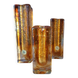 Amber glass soliflore vases 1970