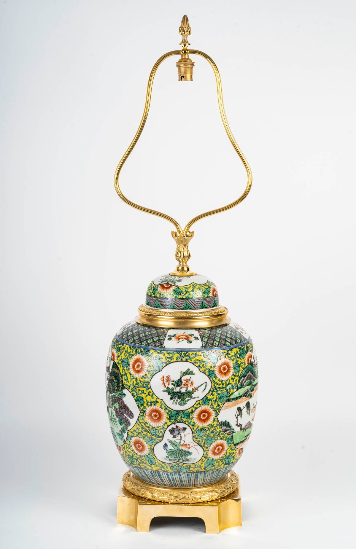 Samson Porcelain Lamp in Chinese Style, 19th Century