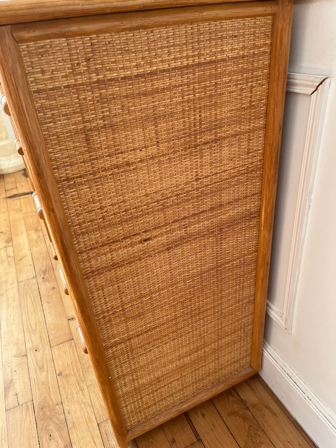 Vintage rattan chest of drawers