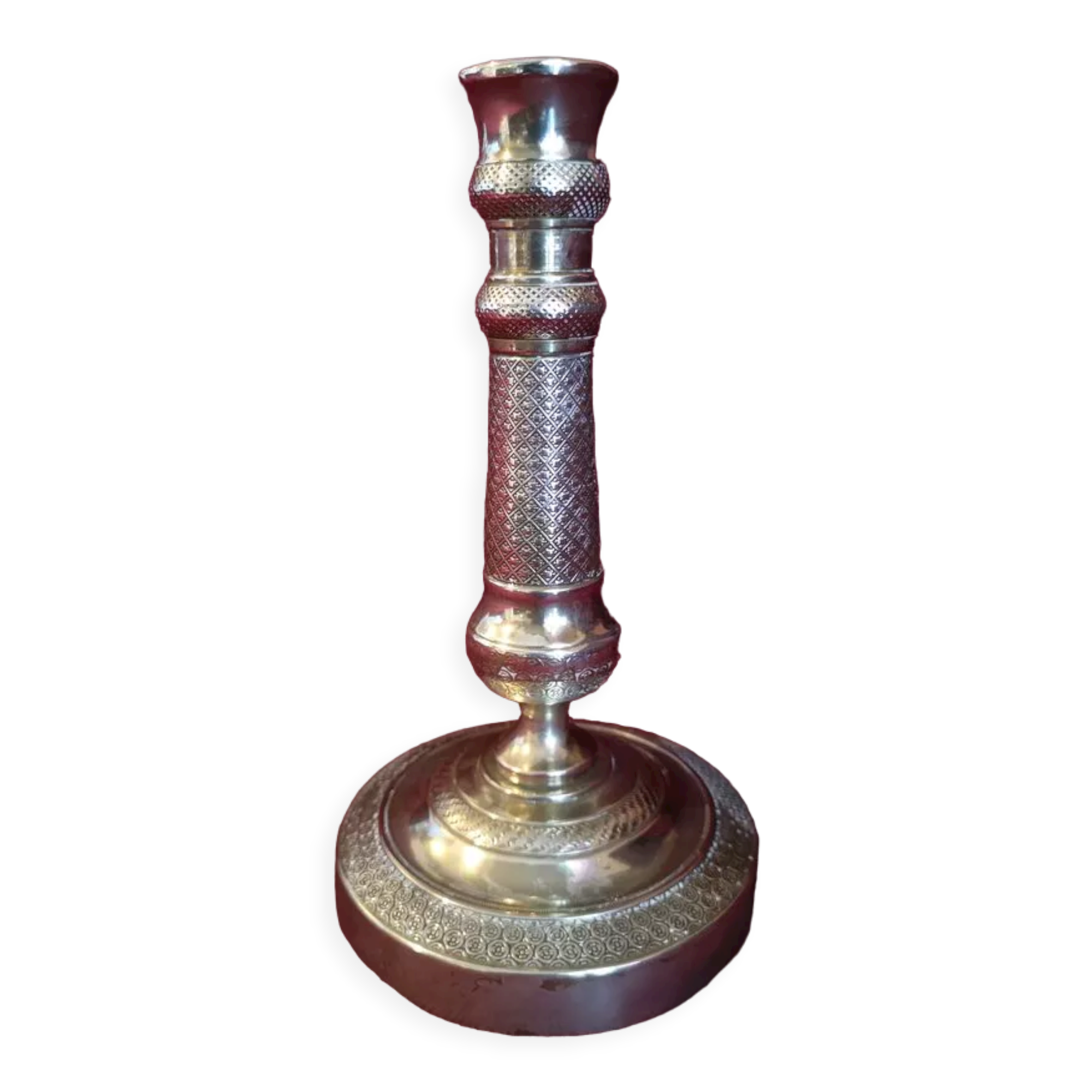Finely chiseled bronze candle holder - End of 19th century