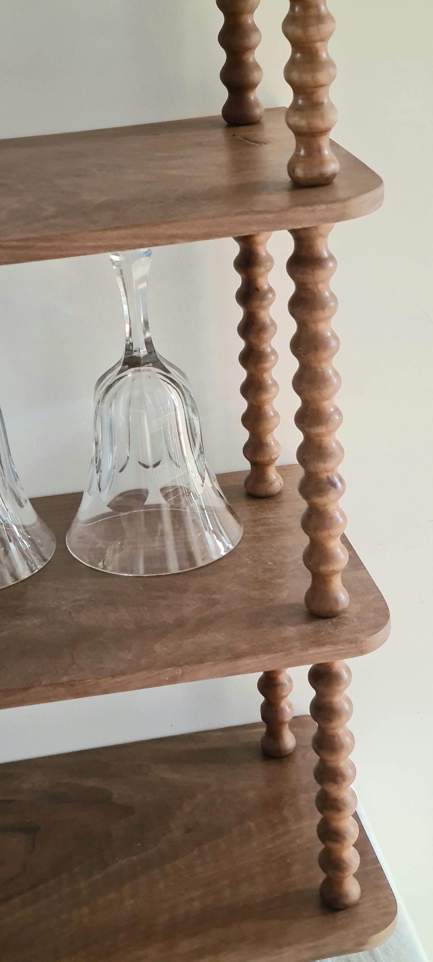 Vintage shelf turned wood and brass