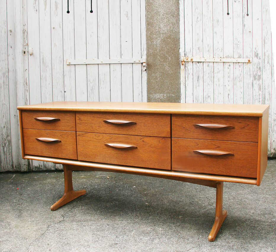 Sideboard 6 drawers in blond teak -1960/70