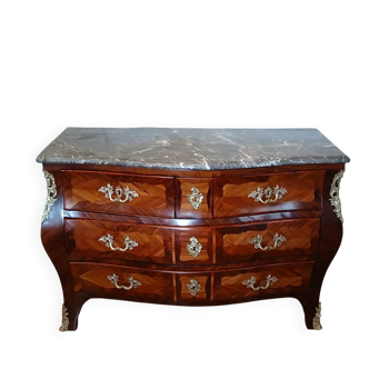 Louis XV Period Commode Stamped Léonard Boudin - Wood Marquetry