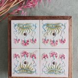 Antique earthenware and wood trivet