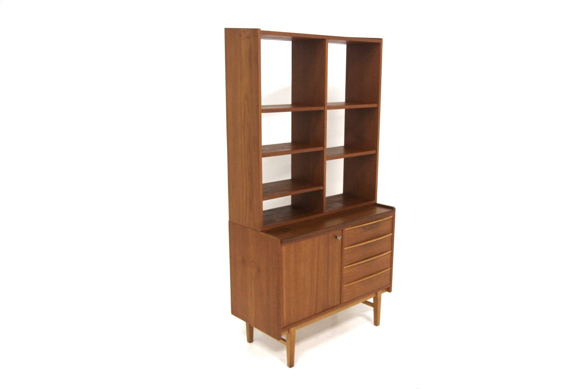 Scandinavian teak bookcase chest of drawers, Sweden, 1960