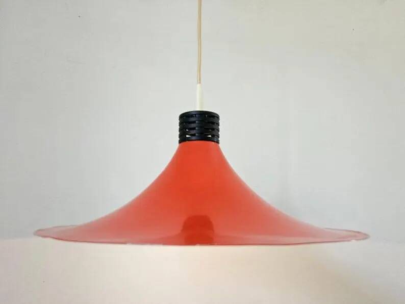 Rare Midcentury Red Pendant, Space Age, Italy, 1970s