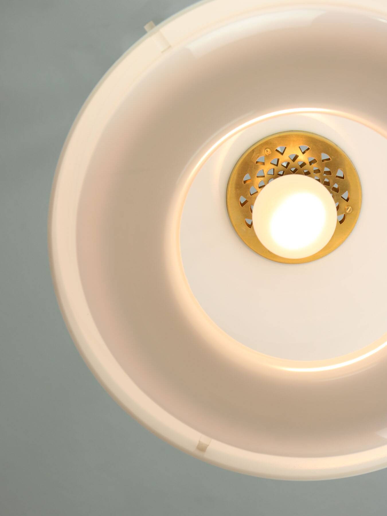 Italian White Medusa Pendant Brass Edition by Luigi Massoni for Guzzini, 1970s