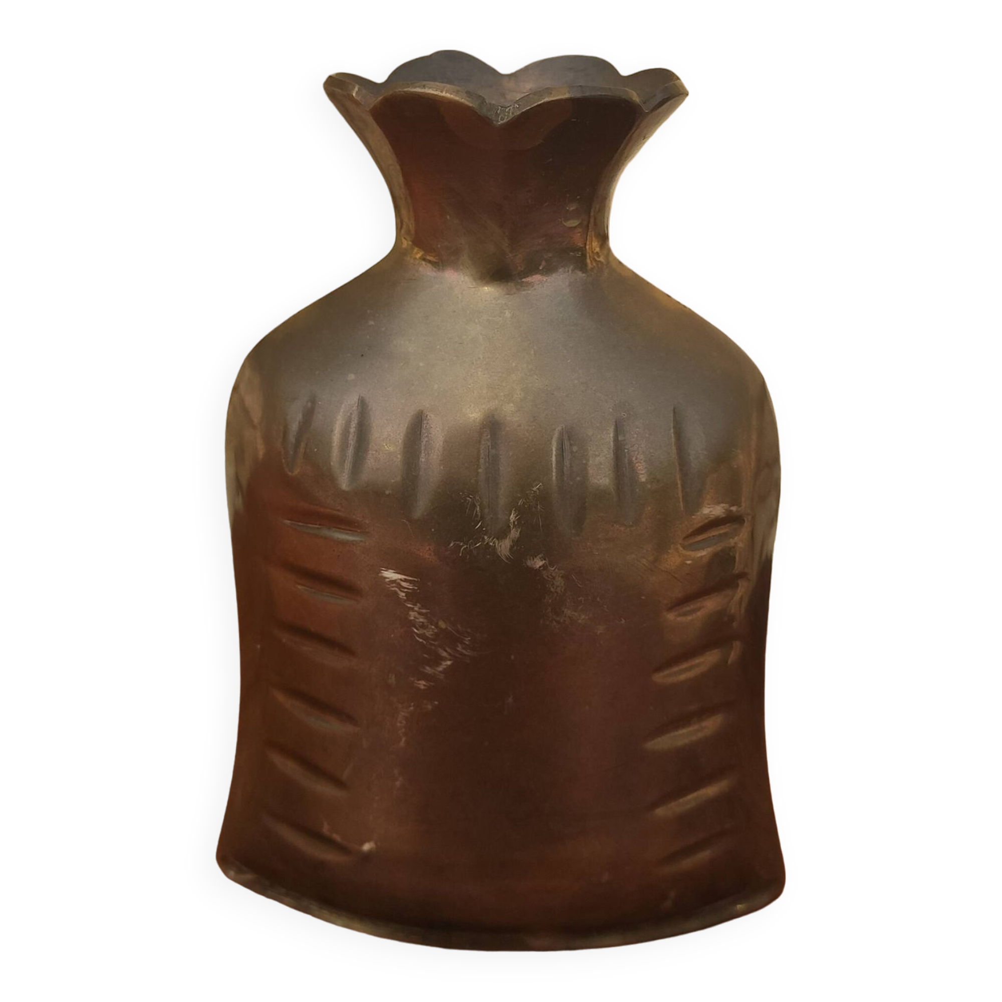 Vintage brass bag vase