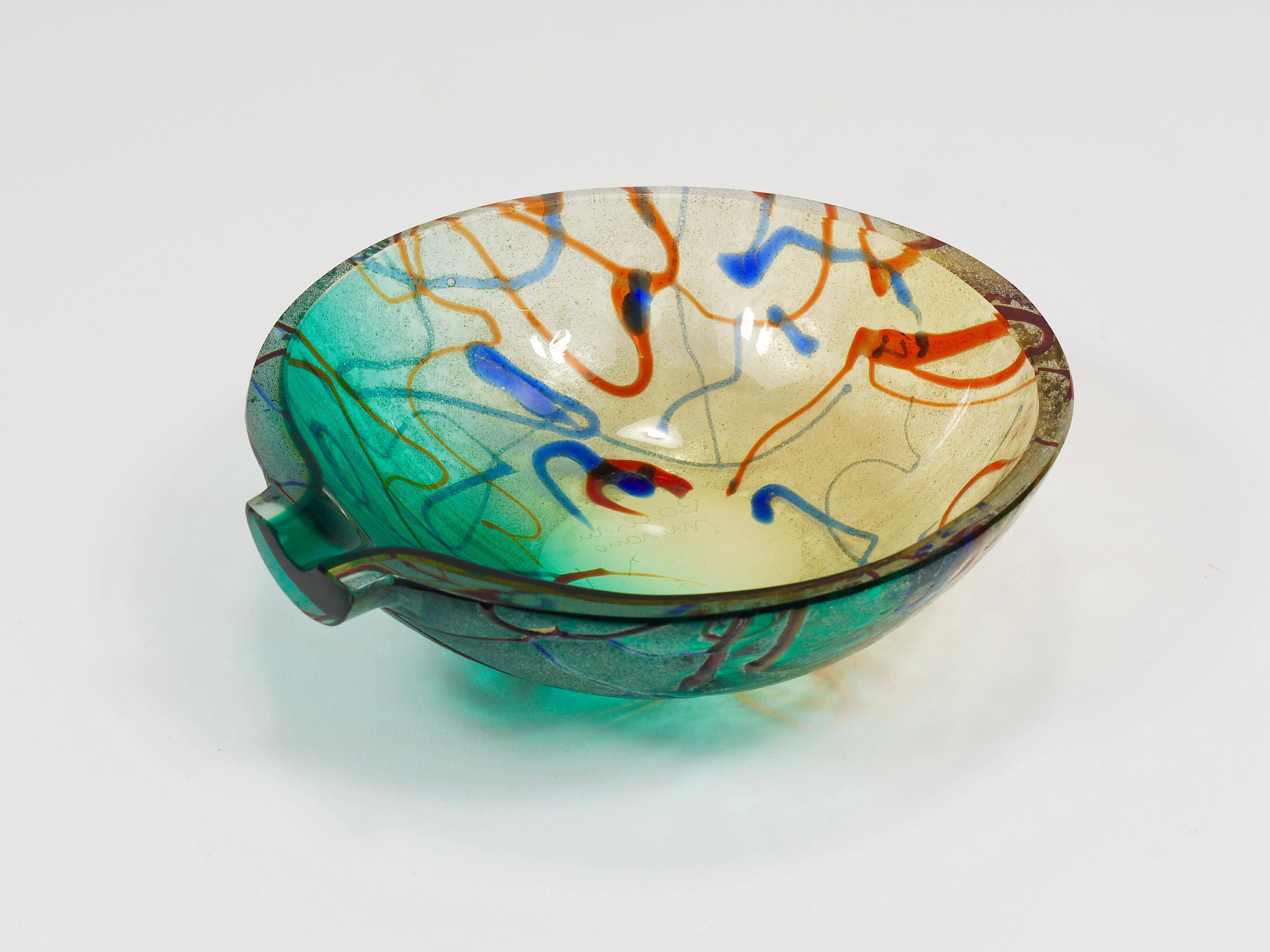 Art glass bowl or ashtray Murano signed Alfredo Barbini, Italy, 1970s.