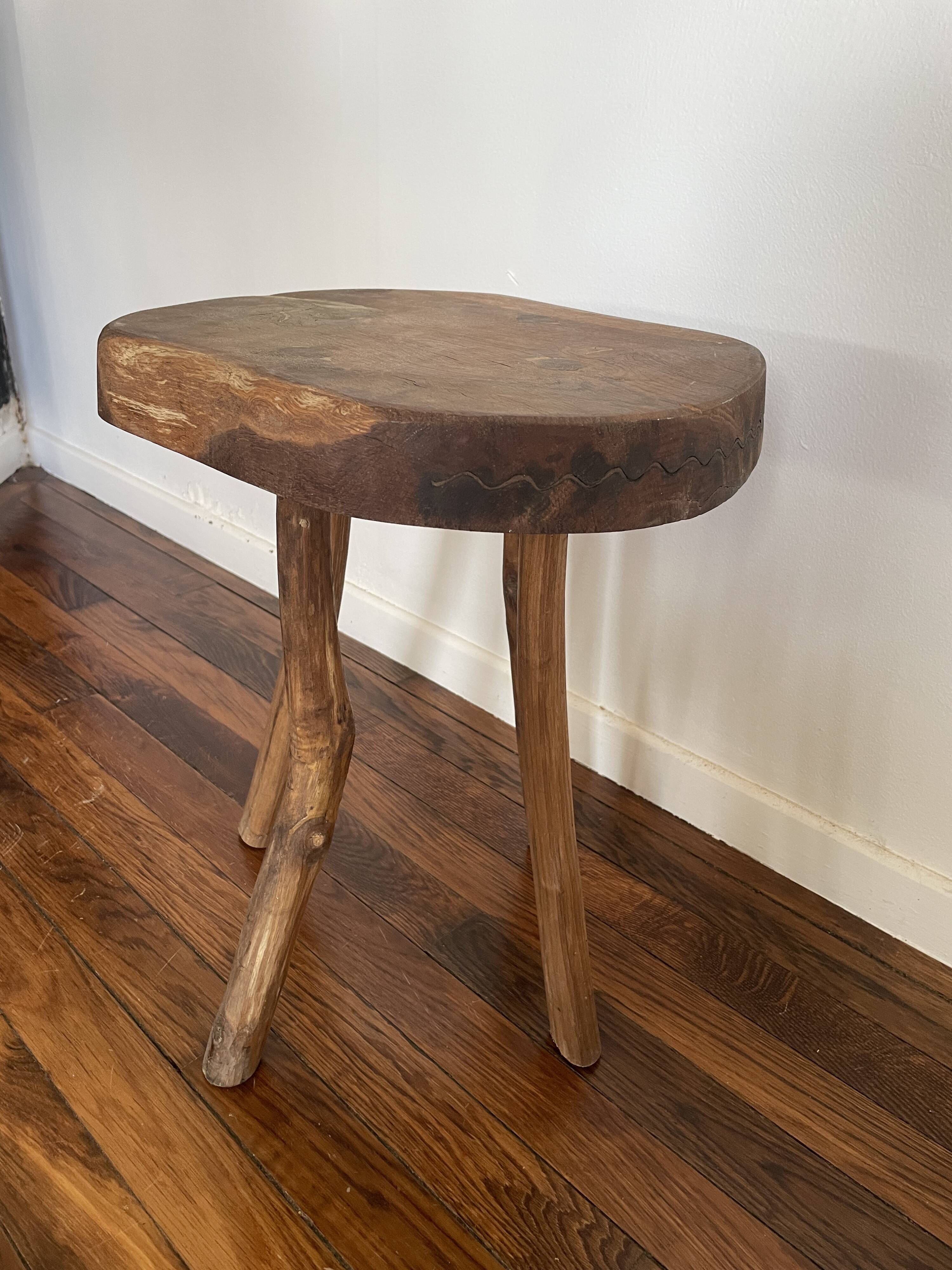 Brutalist Wooden Stool