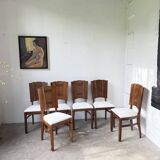 Set 6 chaises art déco chêne 1940