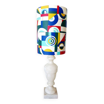 Alabaster lamp and custom-made shade