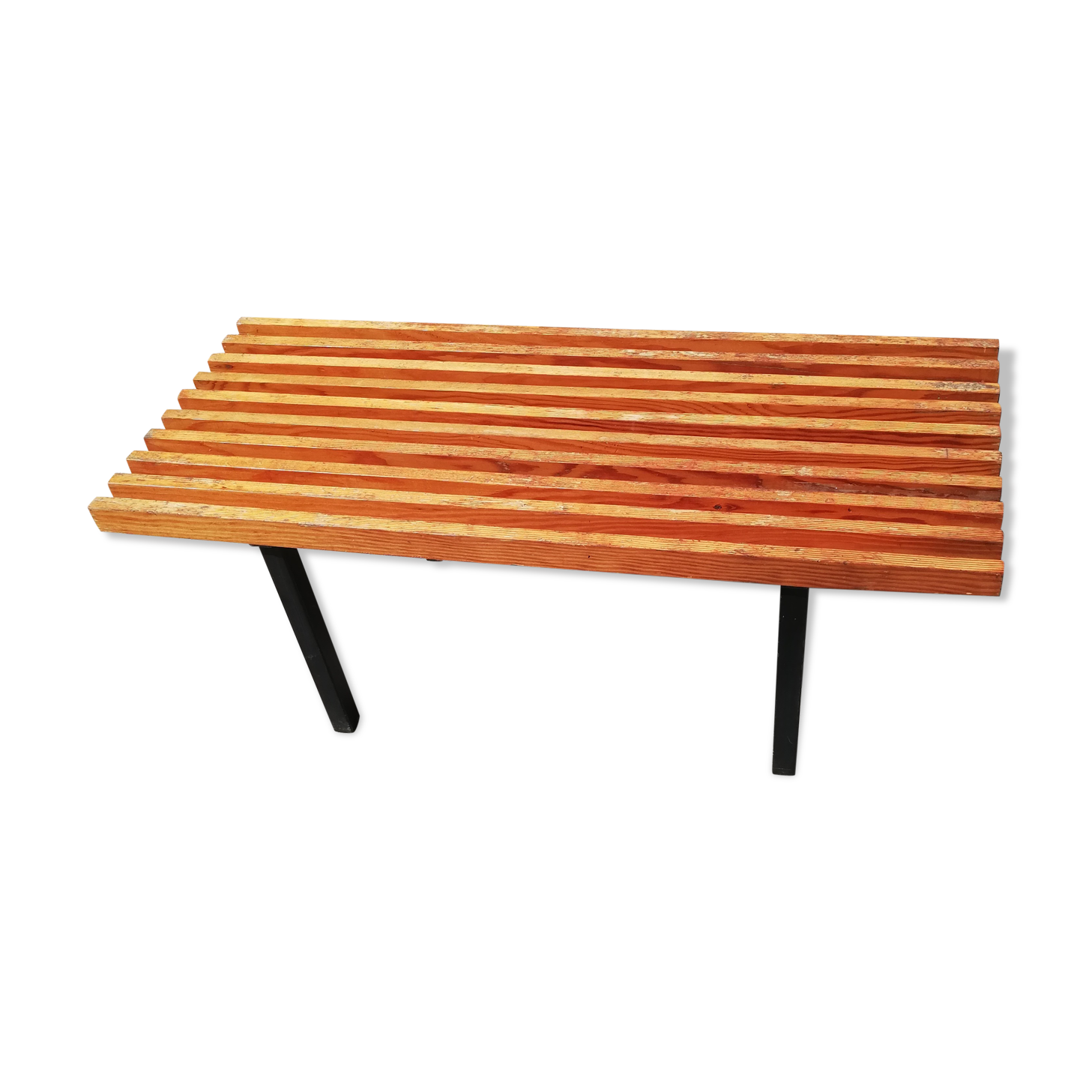 Banc vintage métal et lattes de bois