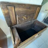 Large old 18th century solid wood chest / trunk / vintage flea market