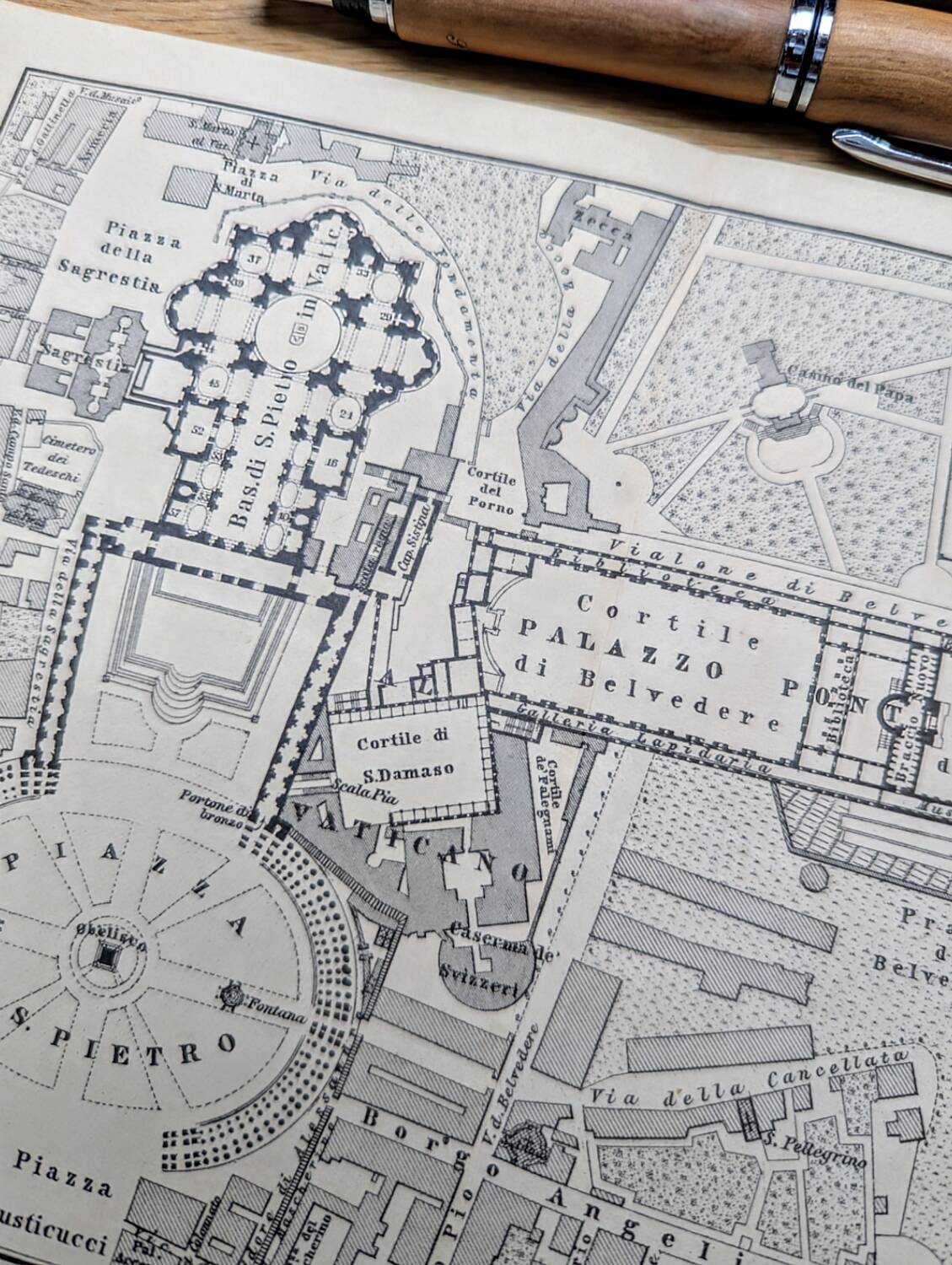 The Vatican, Vintage map printed in 1894