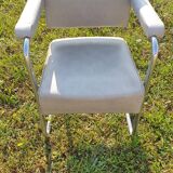 gray armchair wear skai see photo. Tubular frame. Sled feet.