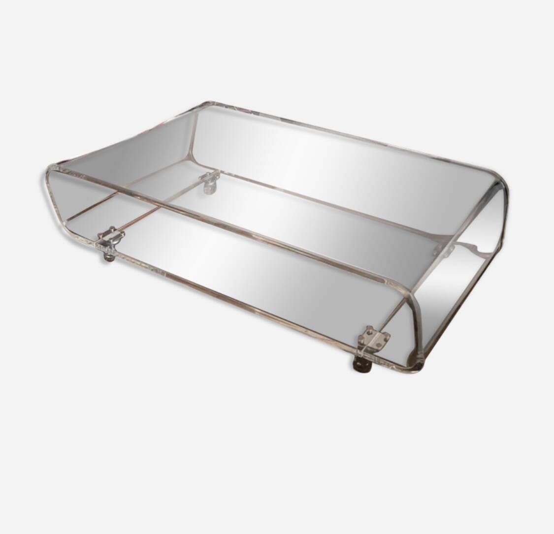 Habitat plexiglass coffee table on wheels