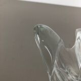 Large French Floral Crystal Glass Shell Bowl by Art Vannes, France, 1970s