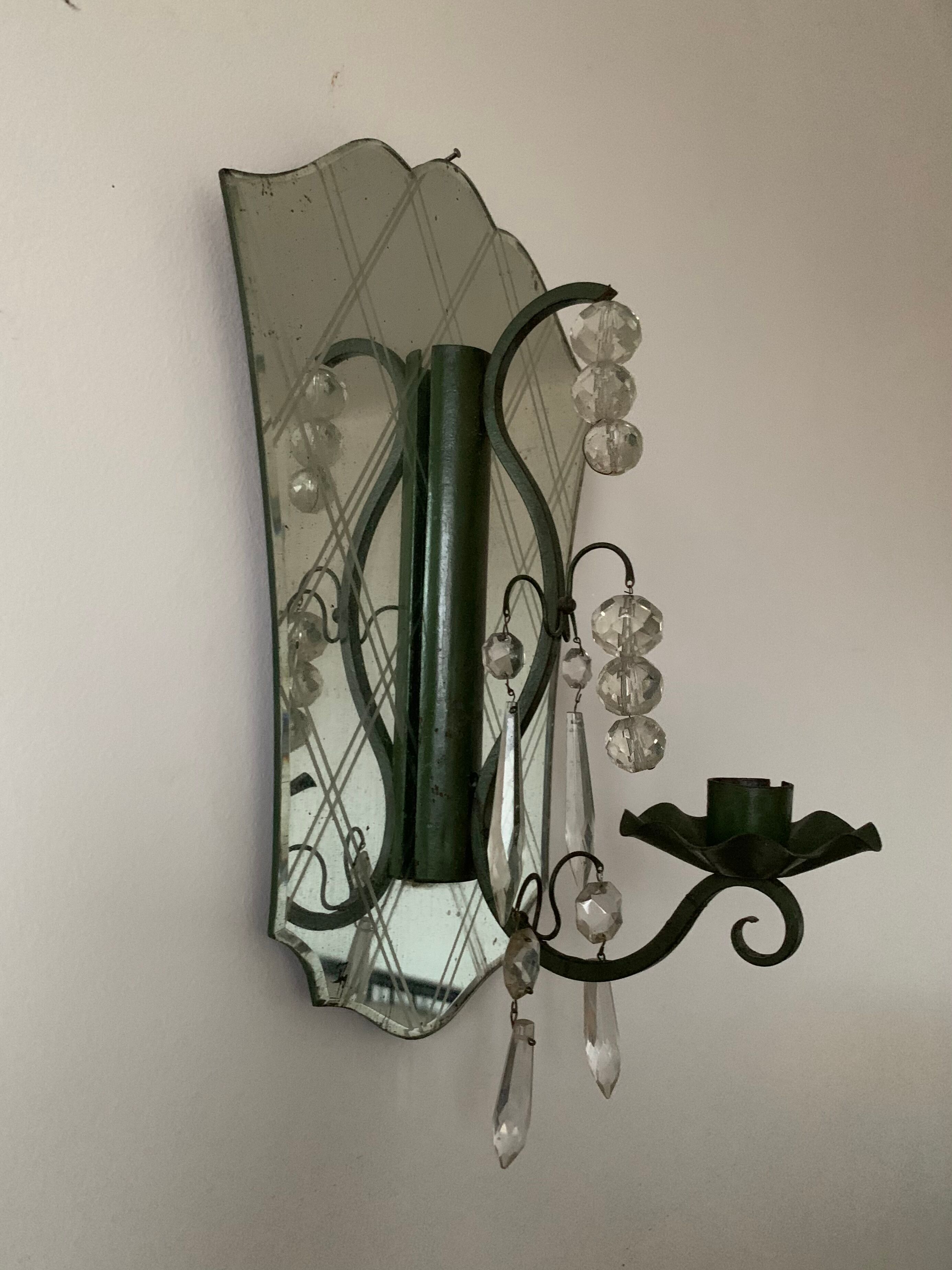 Antique Venetian mirror candle holder