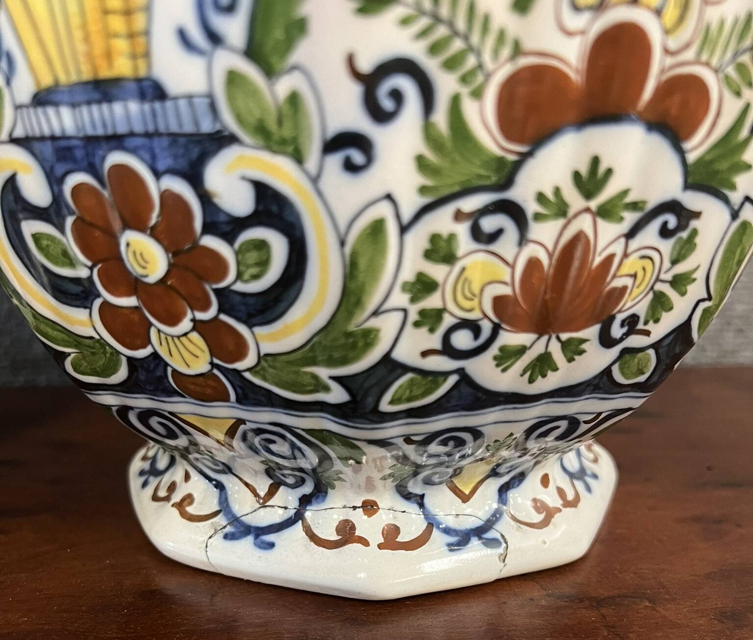 Rouen: pair of flower vases, hand painted around 1880-1900