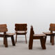 Set of 4 oak Brutalist chairs