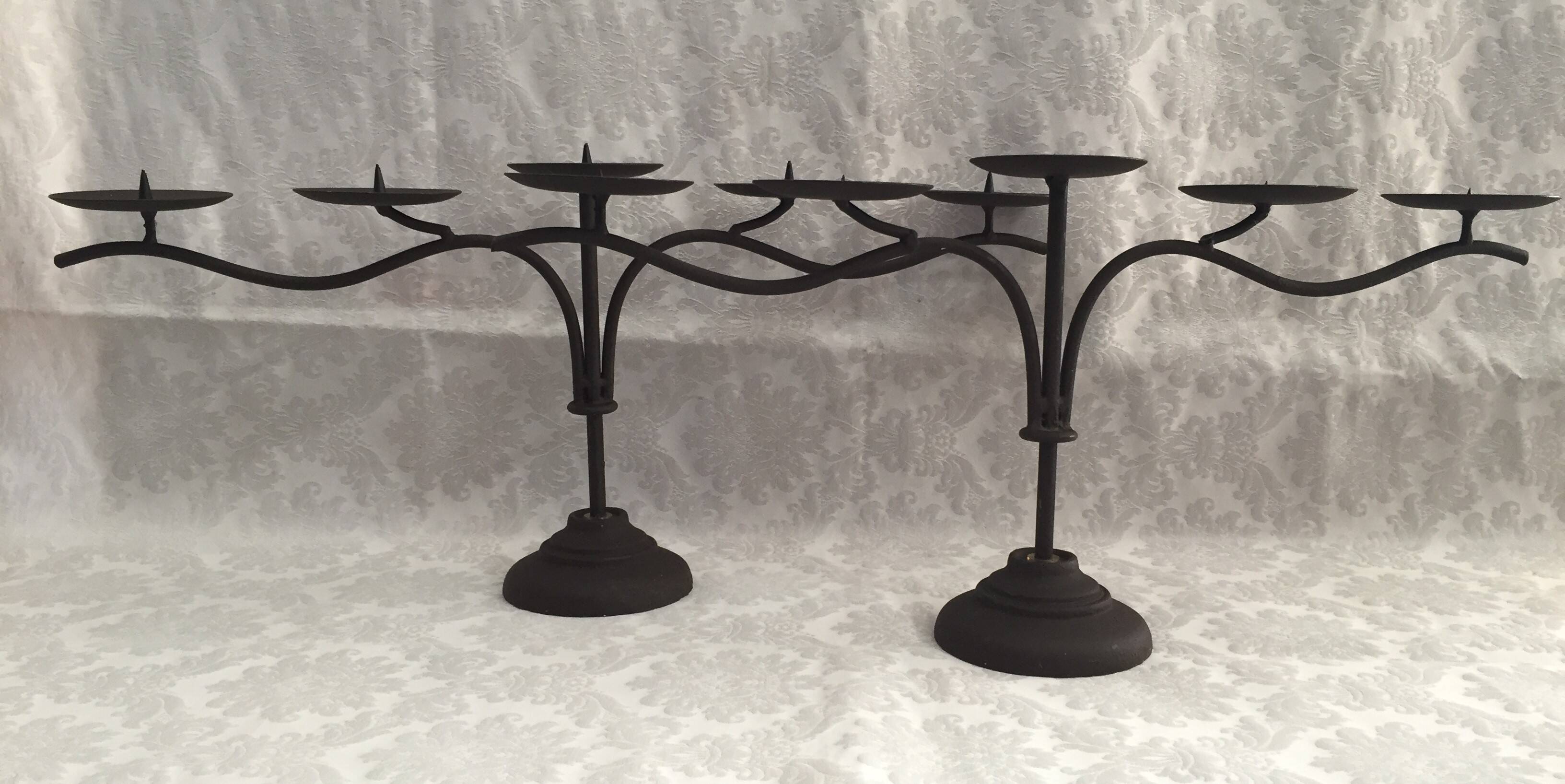 Pair of candle holders candlesticks candelabras cast iron candlesticks