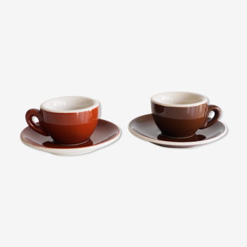ACF chocolate brown and caramel brown espresso cup duo