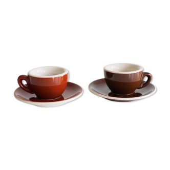 ACF chocolate brown and caramel brown espresso cup duo