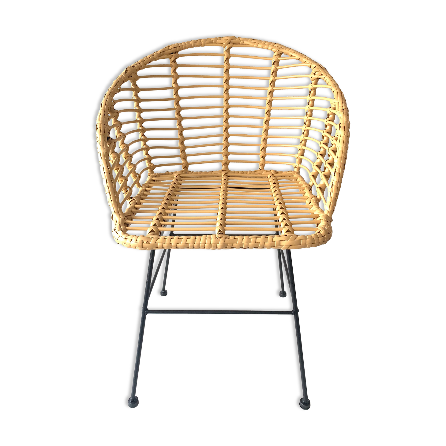 Natural coloured rattan resin armchair