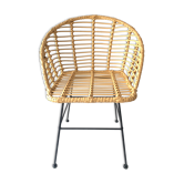 Fauteuil en résine tressée aspect rotin coloris naturel