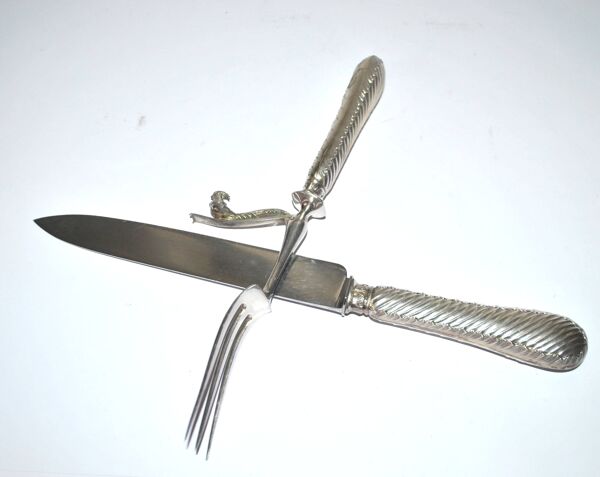 Couvert de service rocaille en argent minerve Armand Frenais 1900